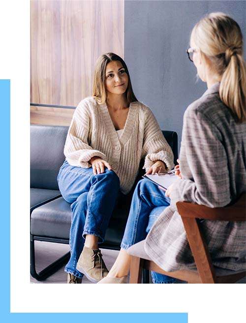 woman listening during her drug detox session