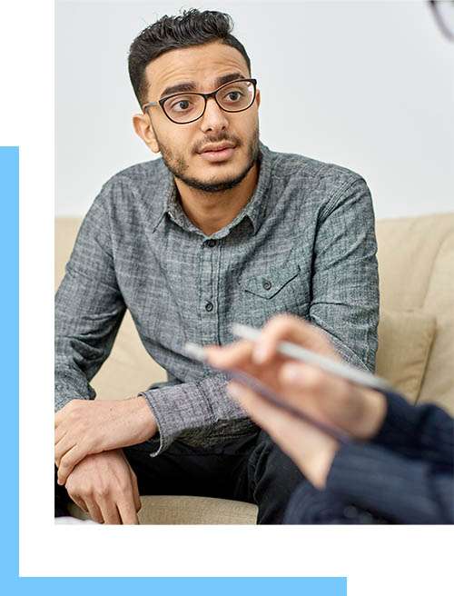 man listening during his drug detox session